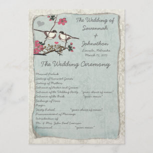 Vintag Cherry Blossom Chickadee Damask Programme