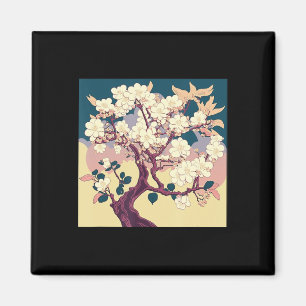 Vintag Cherry Blossom Sakura Japanischer Kunstanim Magnet