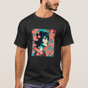 Vintag Cherry Blossom Woodblock Japanisch Graphica T-Shirt