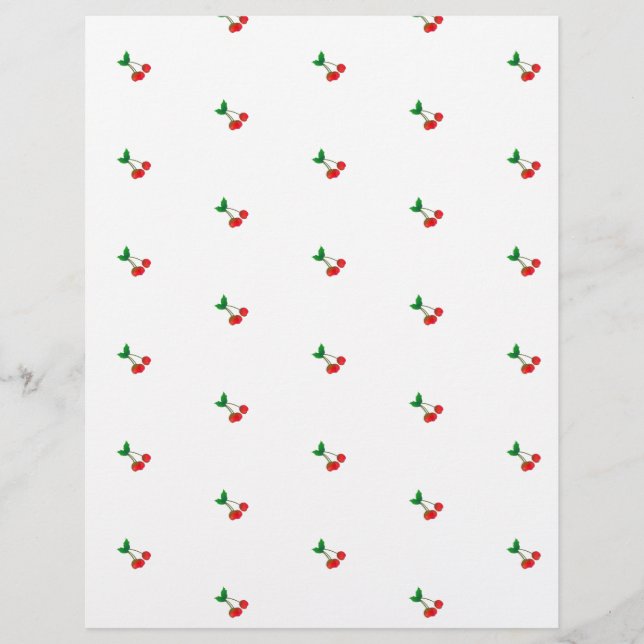 Vintag Cherry Stems Scrapbook Paper (Vorderseite)