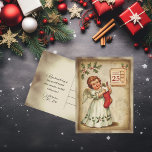 Vintag Cherub Red Strumpf Christmas Feiertagspostkarte<br><div class="desc">Finden Sie Ihre Lieblings-Weihnachtspostkarte aus meiner Sammlung schöner Retro-Bilder aus der Vergangenheit. Auf einem zartem Hintergrund auf der Rückseite und vorne,  mit Text auf der Rückseite,  der entfernt oder personalisiert werden kann. Der Cherub mit einem gestopften roten Strumpf</div>