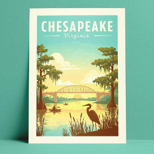 Vintag Chesapeake Virginia Postkarte