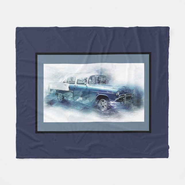 Vintag Chevy in Blue Fleecedecke (Vorderseite (Horizontal))