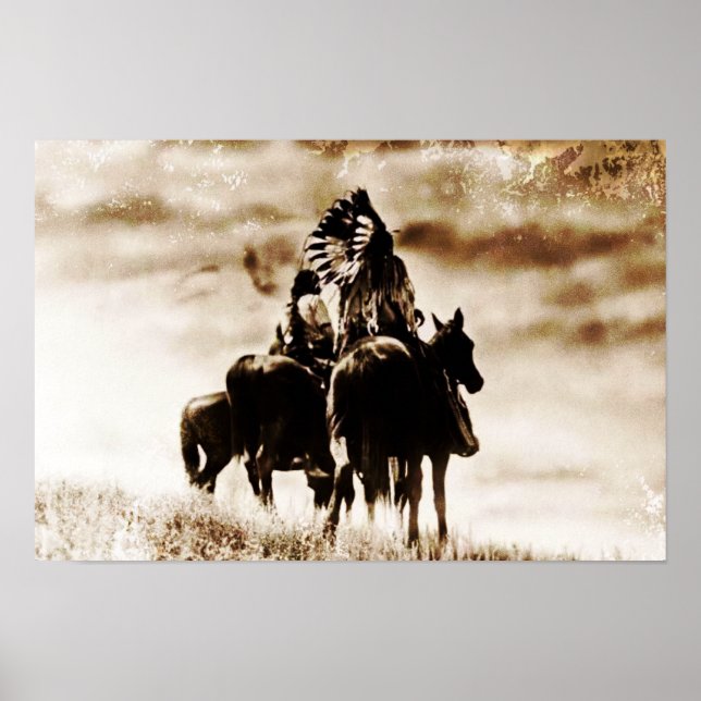 Vintag Cheyenne Warriors Canvas Print Poster (Vorne)