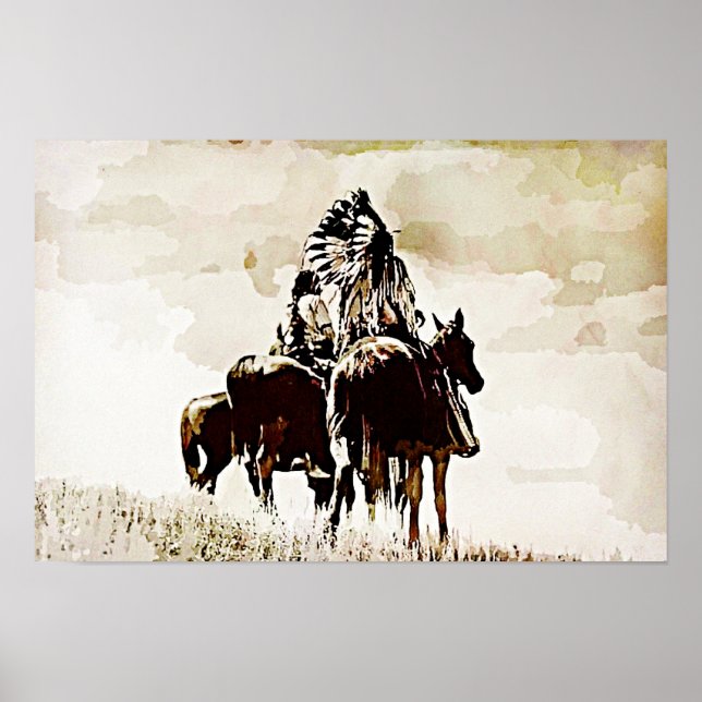 Vintag Cheyenne Warriors Canvas Print Poster (Vorne)