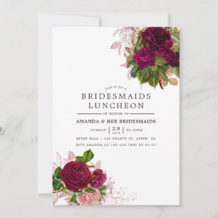 Vintag Chic Blush & Burgund Bridesmaids Luncheon Einladung