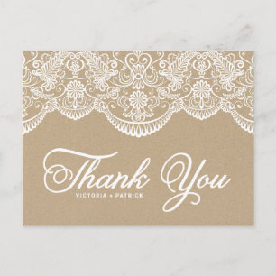 Vintag Chic Brocade Lace Danke Postcard Postkarte