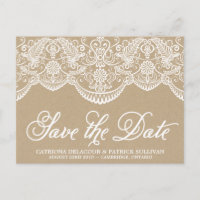 Vintag Chic Brocade Lace Save the Date Postkarte