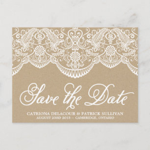 Vintag Chic Brocade Lace Save the Date Postkarte
