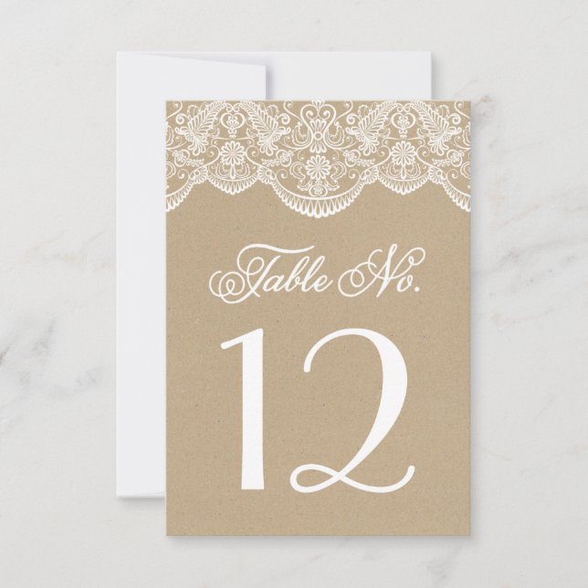 Vintag Chic Brocade Lace Tischnummer Cards (Vorderseite)