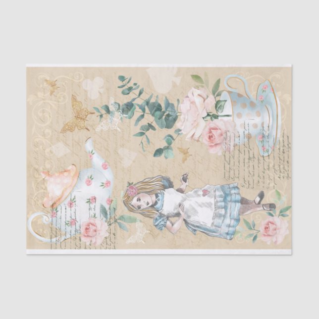 Vintag Chic Fantasy Alice im Wunderland Decoupage Seidenpapier (Vorderseite)