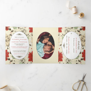 Vintag Chic Floral Wedding Suite Dreifach Gefaltete Einladung