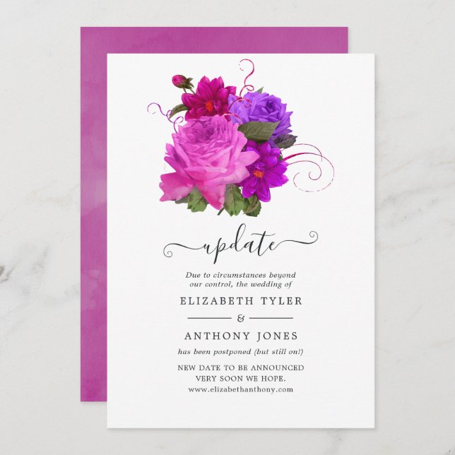 Vintag Chic Floral Wedding Update Einladung (Vorne/Hinten)