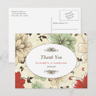 Vintag Chic Floral Wedding Vielen Dank Postkarte