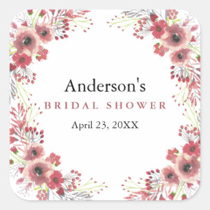 Vintag Chic Floral Wreath Wedding Brautparty Quadratischer Aufkleber