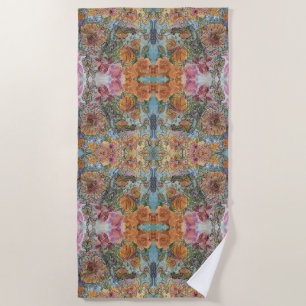 Vintag Chic Flower Garden Aquarellbilder Strandtuch