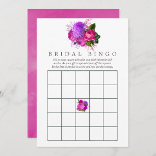 Vintag Chic Fuchsia & Lila Brautparty Bingo Einladung
