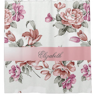 Vintag Chic Girly Blume Personalisiert Duschvorhang