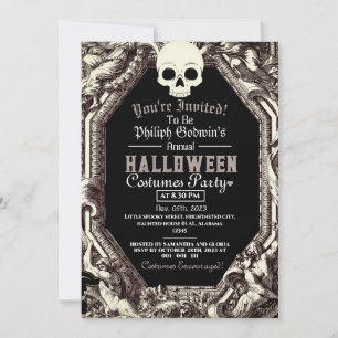 Vintag-Chic-Gotik-Dunkles Halloween-Kostüm-Party Einladung