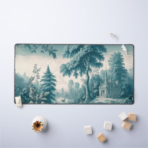 Vintag Chic Green Toile de Jouy Desk Mat Schreibtischunterlage