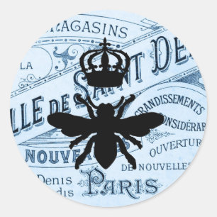 Vintag Chic Paris Ephemera Biene Silhouette Runder Aufkleber