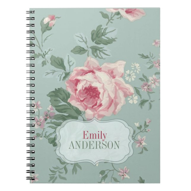 Vintag Chic Pink Rose Personalisiert Notizblock (Vorderseite)