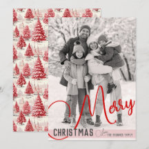 Vintag Chic Red & Pink Weihnachtsbäume Ein Foto