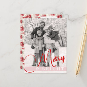 Vintag Chic Red & Pink Weihnachtsbäume Ein Foto Feiertagspostkarte