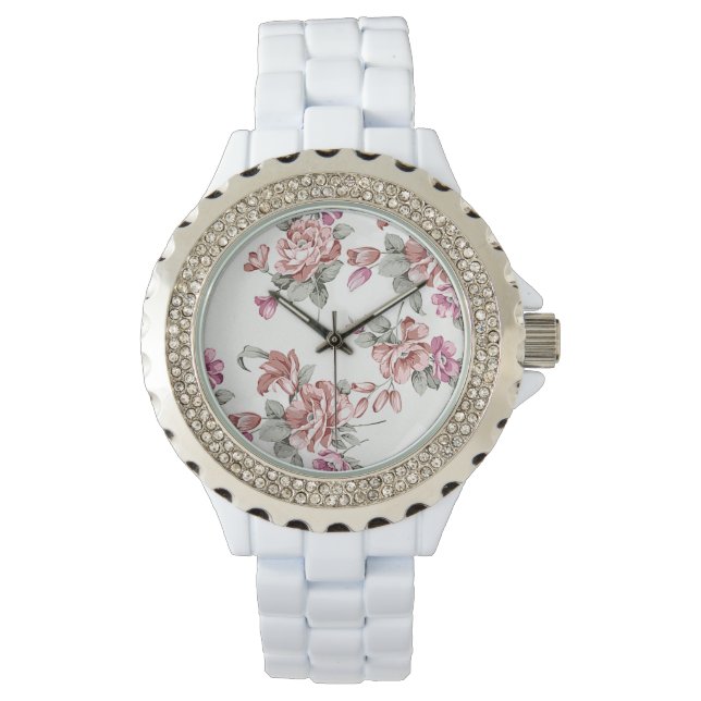Vintag Chic Shabby Girly Blume Armbanduhr (Vorderseite)