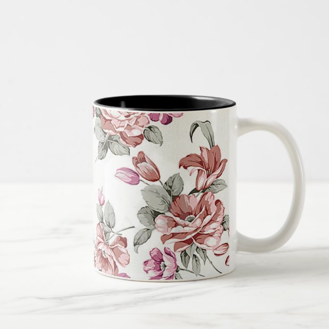 Vintag Chic Shabby Girly Blume Zweifarbige Tasse (Rechts)