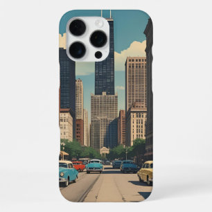 Vintag Chicago Illinois City Skyline Retro Travel iPhone 16 Pro Max Hülle
