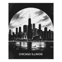Vintag Chicago Illinois City Skyline Retro Travel