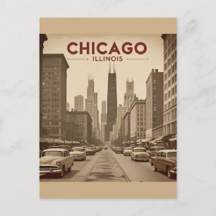 Vintag Chicago Illinois City Skyline Retro Travel Postkarte