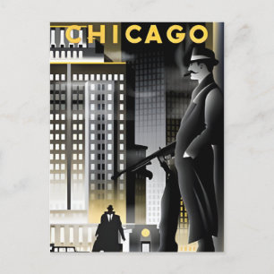 Vintag Chicago Illinois City Skyline Retro Travel Postkarte