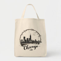 Vintag Chicago Illinois City Skyline Retro Travel