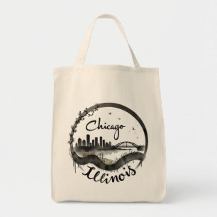 Vintag Chicago Illinois City Skyline Retro Travel Tragetasche