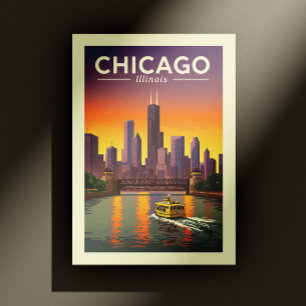 Vintag Chicago Illinois Postkarte