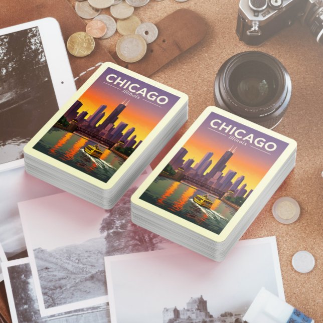 Vintag Chicago Illinois Spielkarten (Von Creator hochgeladen)
