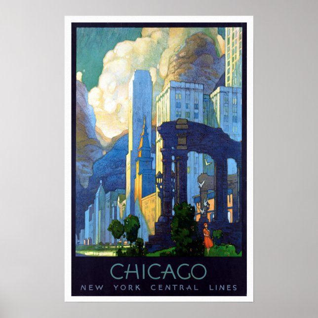 Vintag Chicago Illinois Travel Poster (Vorne)