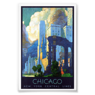 Vintag Chicago Illinois Travel Poster