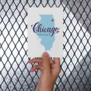 Vintag Chicago Illinois Windy City Map Postkarte