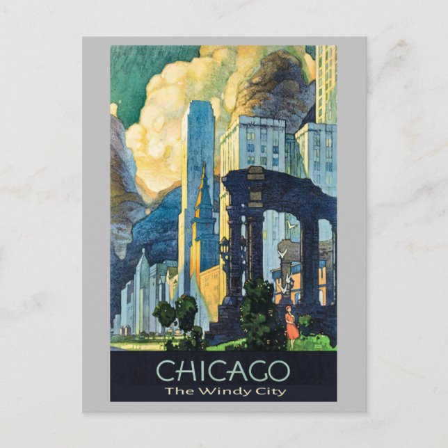 Vintag Chicago Illinois Windy City Postkarte (Vorderseite)