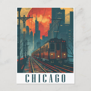 Vintag Chicago Postkarte