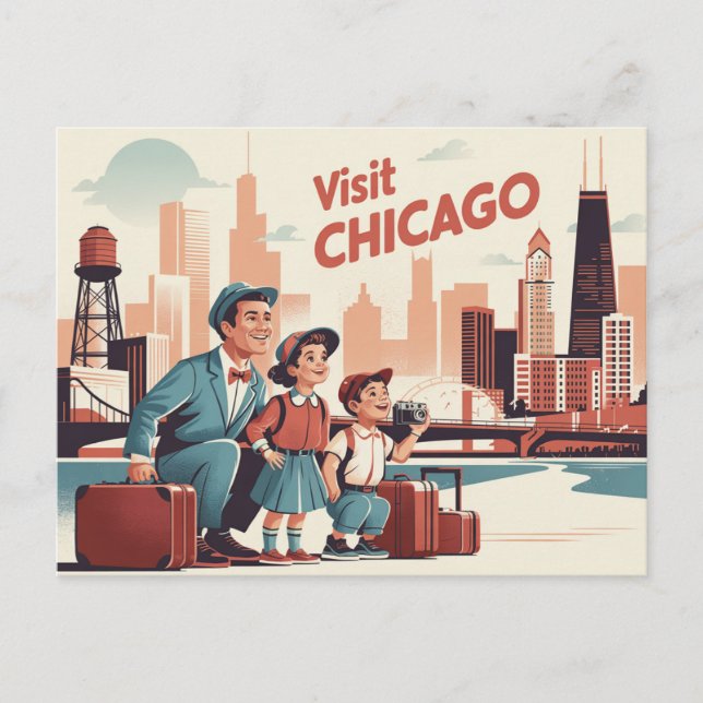 Vintag Chicago Postkarte (Vorderseite)