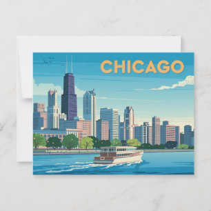 Vintag Chicago Postkarte