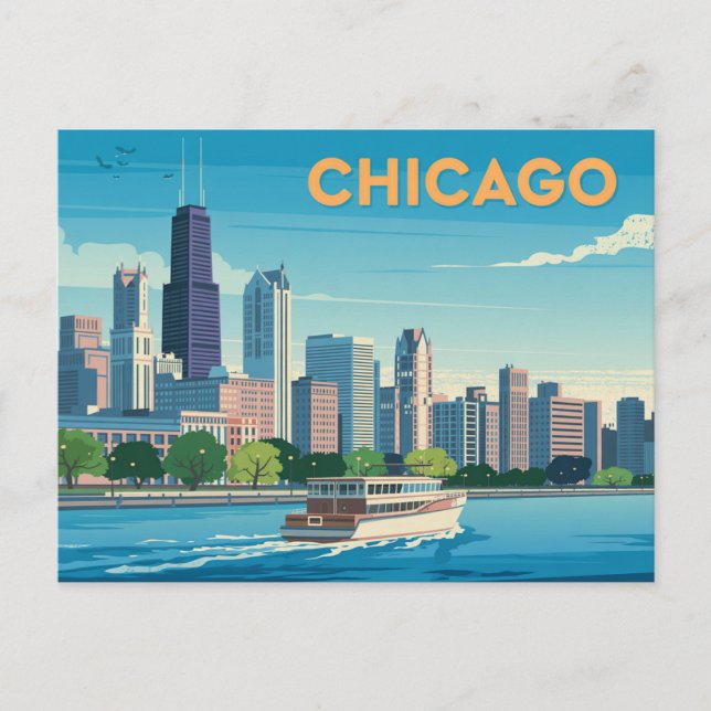 Vintag Chicago Postkarte (Vorderseite)