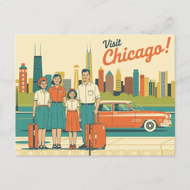 Vintag Chicago Postkarte (Vorderseite)