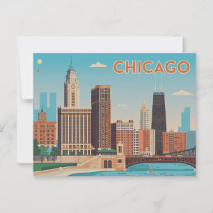 Vintag Chicago Postkarte