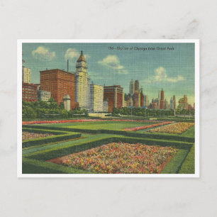 Vintag Chicago Skyline Postkarte