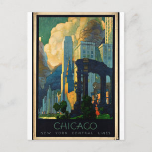 Vintag - Chicago Travel Poster Postkarte